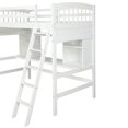 thumbnail image 6 of Kumix Loft Bed Twin Size with Desk, Wood Loft Bed with Storage Shelves, Full Length Guardrail and Inclined Ladder for Teens Adults, Space-Saving Loft Bed for Bedroom, Noise-Free, White, 6 of 7