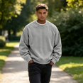 thumbnail image 4 of Mens Loose Crew Neck Pullover Long Sleeve Corduroy Casual Fashion Sweatshirt Daily Streetwear Men Everyday Outfits, 4 of 6