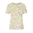 thumbnail image 5 of ADSSDQ Womens Going Out Tops Summer Short Sleeve Round Neck Maternity Shirts Boho Floral Cotton Tshirts Athletic Tunic For Women 2024 Spring Trending Clothes Beige L, 5 of 5