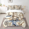 thumbnail image 2 of Lighthouse 7 Piece Comforter Set Full Bed in a Bag,Vintage Ocean World Map Boat Anchor Bedding Sets Nautical Rope Knot Retro Steering Wheel Compass Sheet Set with Comforter, 2 of 5