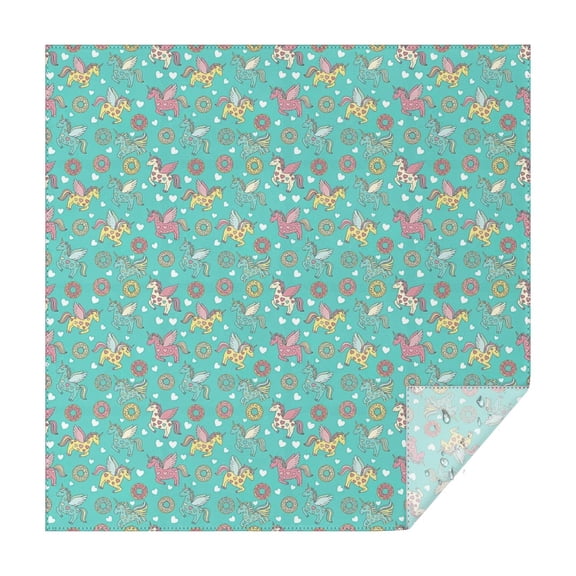 Cartoon Unicorn Donut Heart Pattern Square Tablecloth,Waterproof Square Table Cover,Wipeable Spillproof Washable Table Cover for Home Kitchen Party Decor 42"X42"(107x107cm)