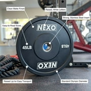NEXO 45LB Rubber Bumper Plate Pair - Premium Matte Black Finish 2x 45LB Cross Training Weight Plates