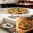 thumbnail image 6 of Round Acacia Wood Serving Tray, 14.96 x 13.39 in Rustic Kitchen Charcuterie Board, Cheese Board with Handles, Pizza & Snack Platter Decorative Coffee Table Platter, Home Decor Accent, 6 of 6