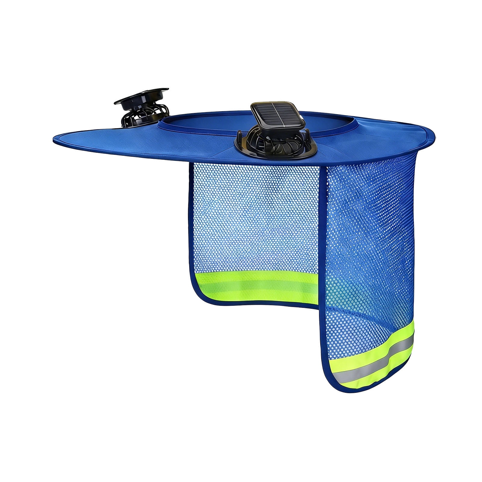 HAJAGP Solar Fan Helmet Visor, Blue, Sun Protective Hard Hat with Cooling Fan for Outdoor Work, Summer, Adjustable Speed, Waterproof