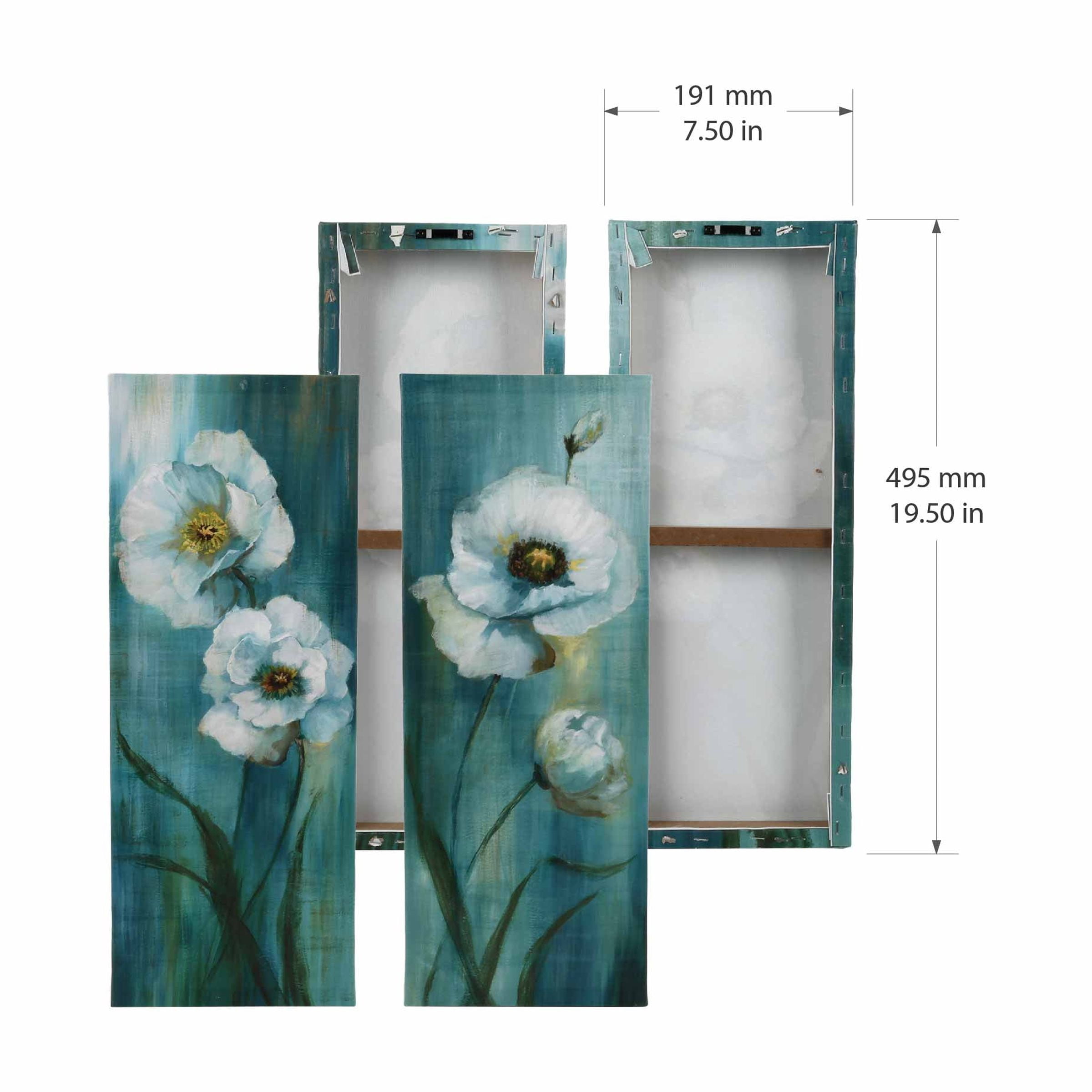 Forest Blossoms 7.5'' x 19.5'' Green-White Canvas Wall Art Print, by Prinz (Set of 2)