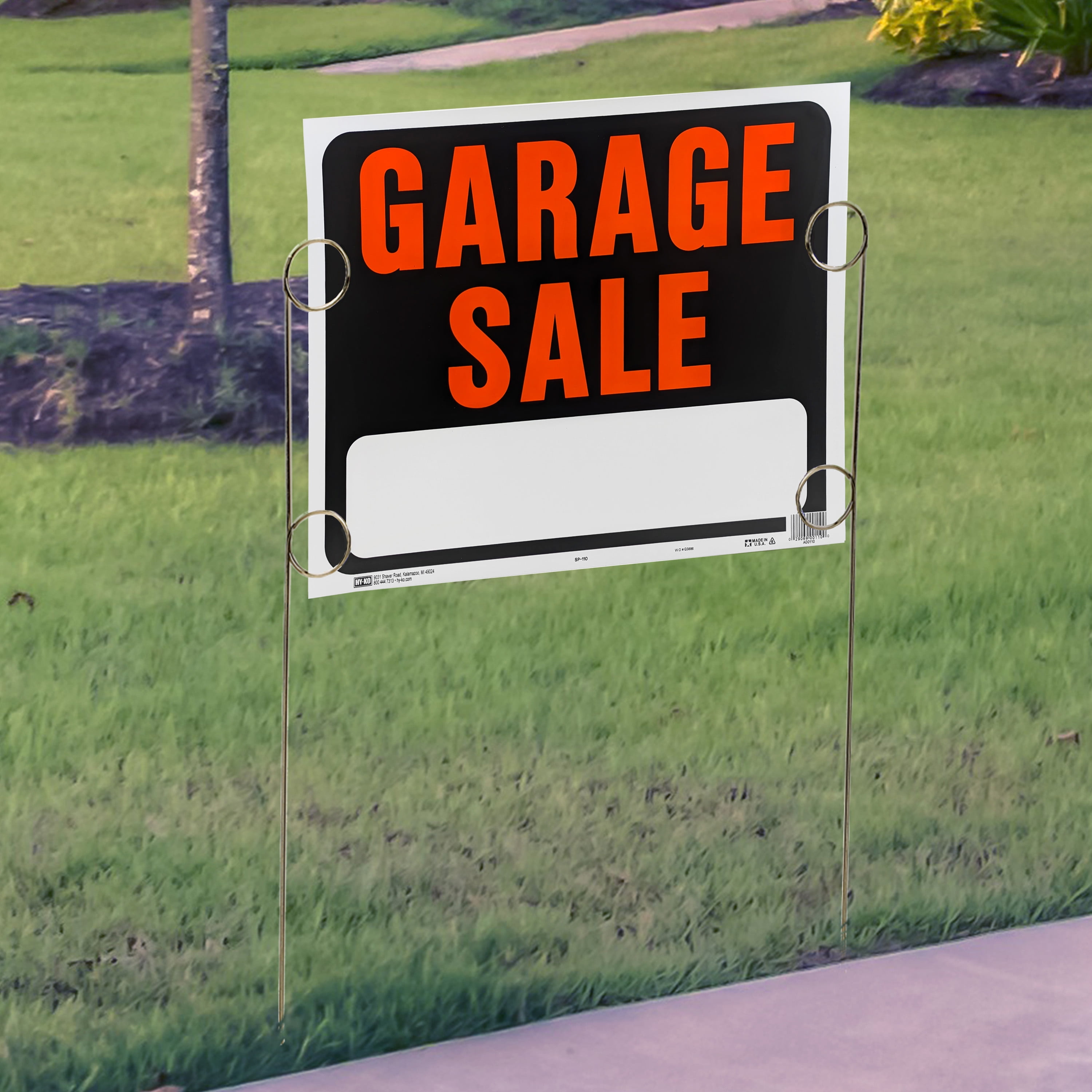 (5 pack) Hy-Ko 15" x 19" Plastic Garage Sale Sign, Bold Colors, Text Box