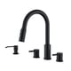 thumbnail image 1 of Tohlar Grifo De Cocina De 4 Orificios Grifo De Cocina De Oro Cepillado Con Dispensador De Jabón Y Rociador Extraíble Grifos De Fregadero De Cocina De 3 Modos Grifo De Fregadero De Cocina De Arco Alto, 1 of 5
