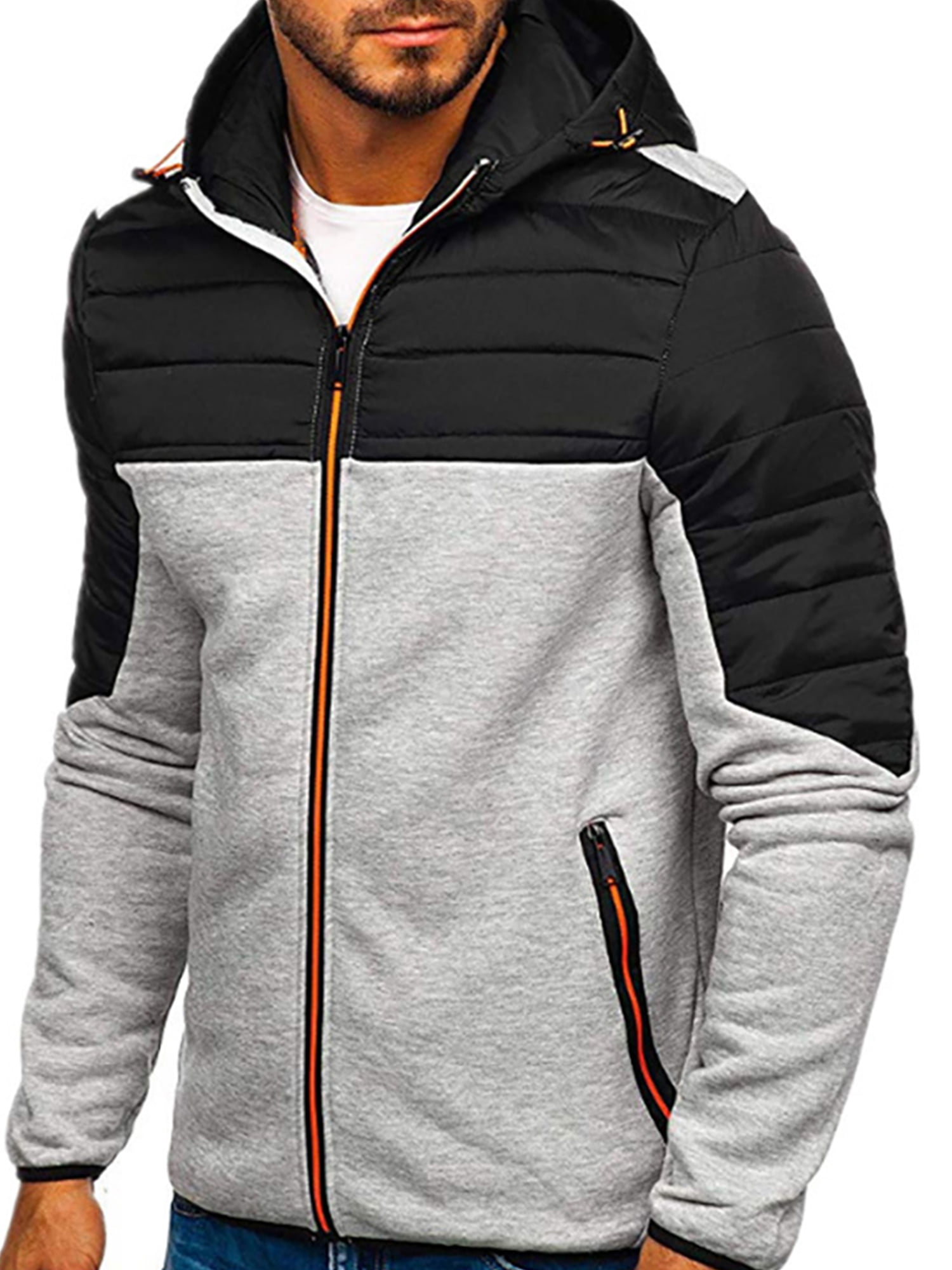 Mens Hoodie Bubble Coats Padded Puffer-Jacket-Winter Warm Quilted Zip Up Outwear