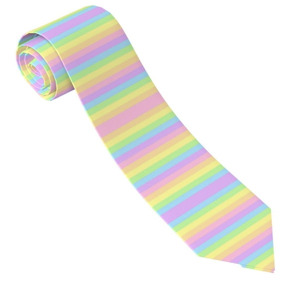 Men'S Pastel Rainbow Striped Tie Fashion Causal Printed Necktie