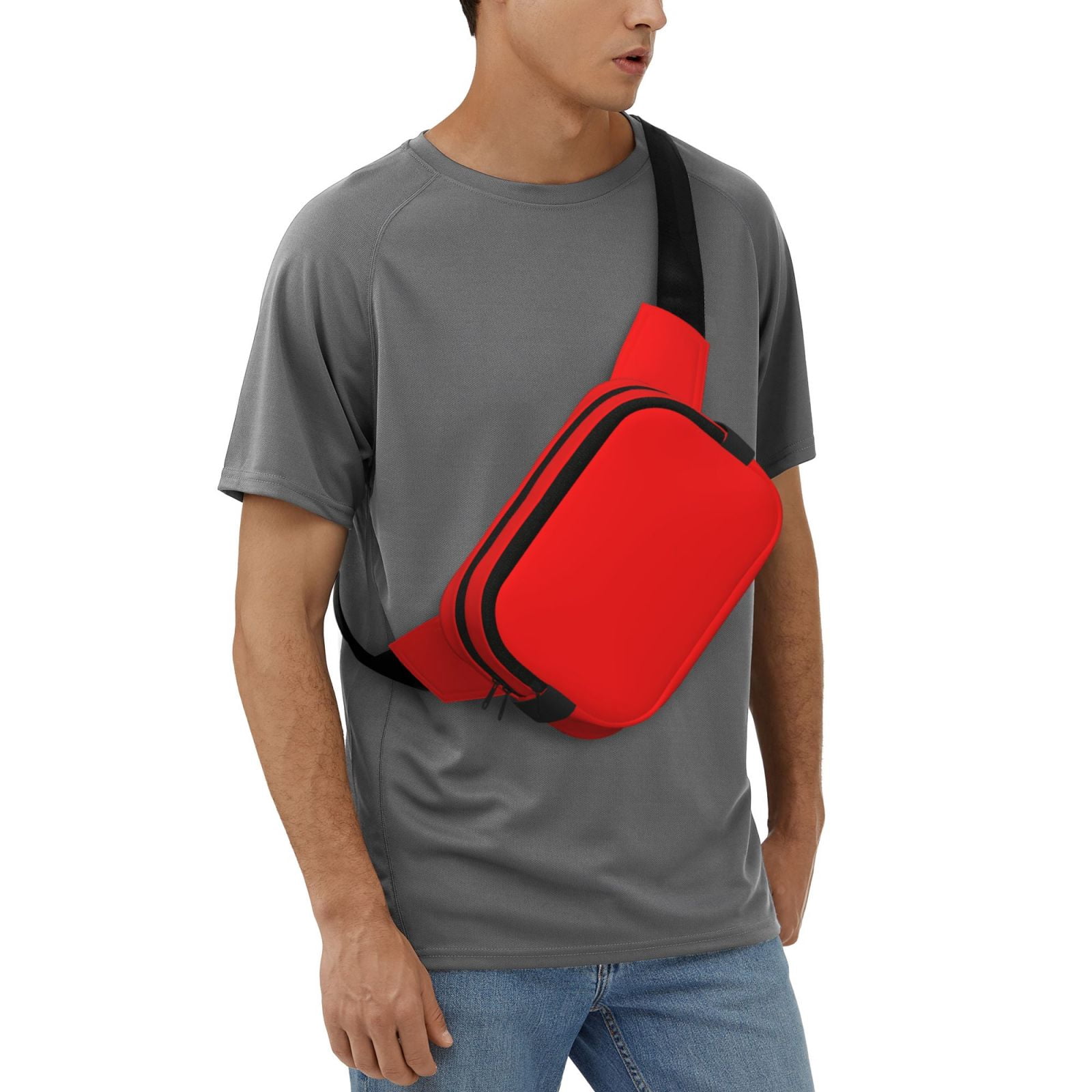 Hirioo Red for Double Layer Waist Bag Adjustable Fanny Pack For Travel Running Hiking