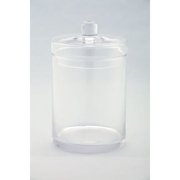 CC Home Furnishings 10" Clear Cylindrical Hand Blown Glass Jar with Finial Lid
