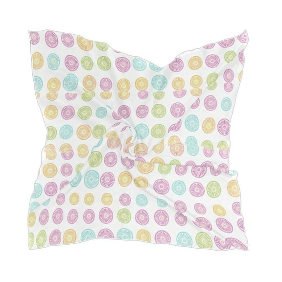 Colorful Citrus 23.62x23.62in Square Scarf Silk like Fabric Single Sided Print with 10 Hair Clips