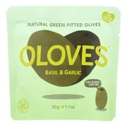 (Case of 10 )Oloves Green Pitted Olives - Basil and Garlic - - 1.1 oz.