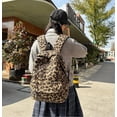 thumbnail image 2 of Fuzzy Cheetah Cute Backpack, Y2k Purse Fleece Chic Bookbag Trendy Aesthetic Coquette Daypack 90s Purse, 2 of 8