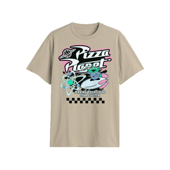 Men's Disney Toy Story Pizza Planet Beige Graphic T-Shirt - Small