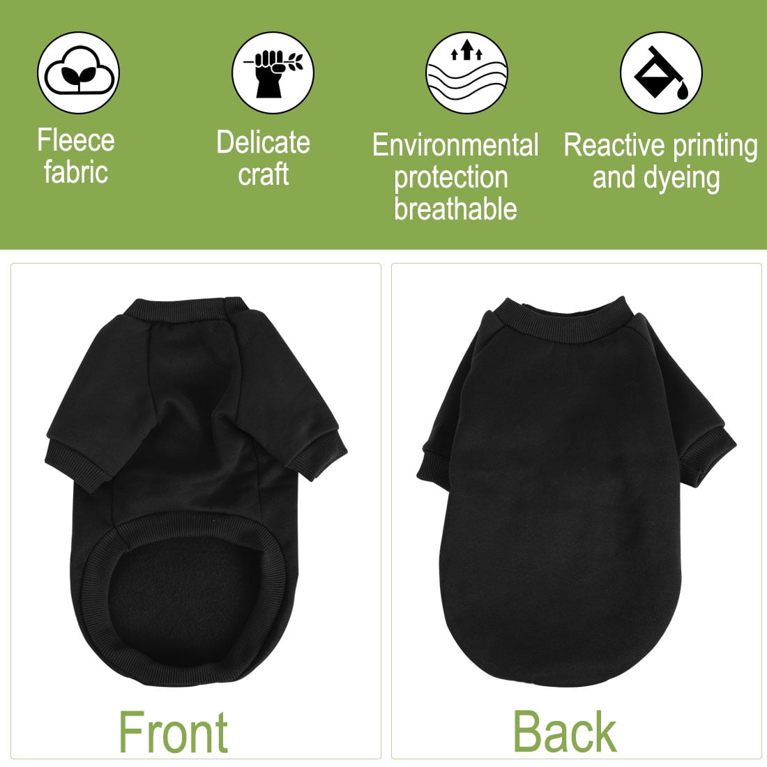 Unique Bargains Cotton Blend Dog Sweatshirt Pet Apparel Fleece Lined Coat XS Black