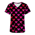 thumbnail image 4 of Odeerbi Valentines Scrub Tops for Women V Neck T-Shirt Fashion Short Sleeve Printing Blouse Causal Pullover Pockets Hot Pink, 4 of 5