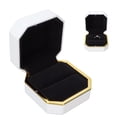 thumbnail image 5 of BIMZUC Luxury Ring Box Square Velvet Wedding Ring Case with LED Light for Proposal Engagement Wedding White 3.0 inches / 7.6 cm Jewelry Storage Display, 5 of 9