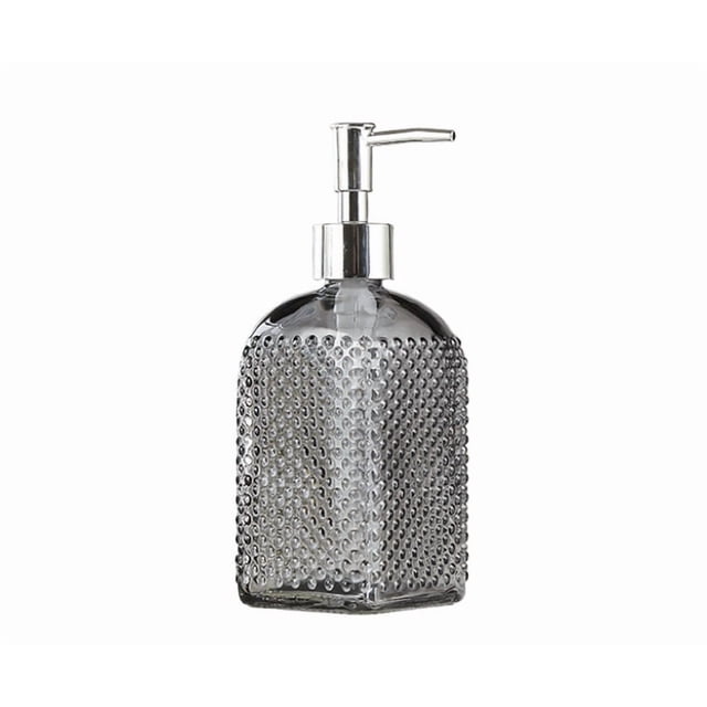 Botella desinfectante de manos tipo empuje de vidrio translúcido gris de 500 ml for gel de baño y ducha