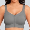 thumbnail image 2 of Wang6 Womens Front Zipper Wireless Sports Bras Seamless Plus Size Padded Workout Bras Full Coverage Running Yoga Gym Bralettes T Shirt Bra Grey M, 2 of 5