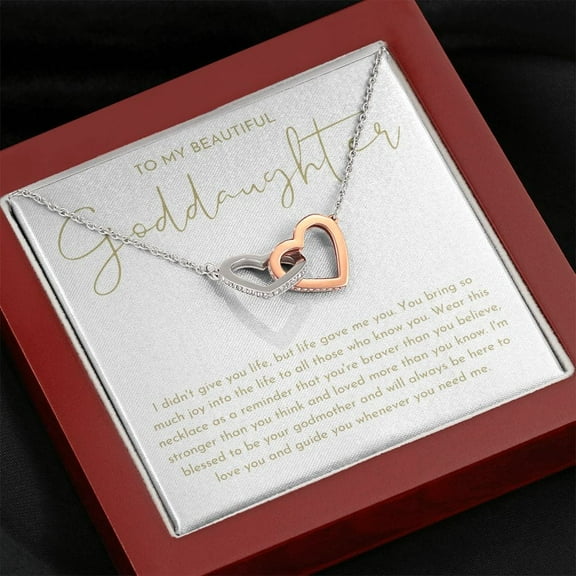 Goddaughter Gift From Godmother Interlocking Hearts Neckalce Luxury Box 1
