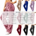 thumbnail image 3 of Women Casual Fleece Wide Leg Pants, Elastic Waist Loose Long Trousers with Side Pockets for Daily Loose Outfits Purple-A S(S), 3 of 8
