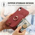 thumbnail image 5 of TECH CIRCLE For iPhone XS/iPhone X Case with Card Holder,Slim Stand PU Leather Zipper Wallet Case with Rotation Ring Holder Shockproof Protective Case for Apple iPhone XS/iPhone X 5.8",Red, 5 of 8