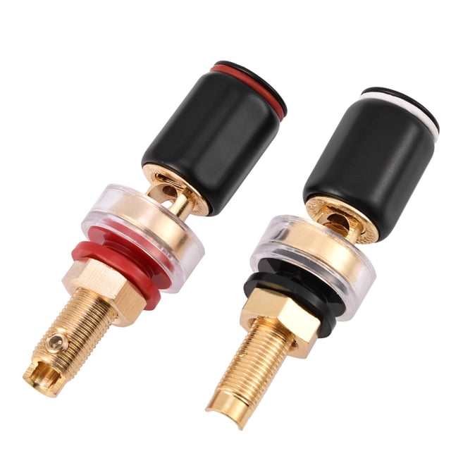 2 Pcs Haut-Parleur Reliure Post, Noir et Rouge Sans Soudure Cuivre Terminal de Haut-Parleur avec du Matériel de Cuivre Pur, Terminal de Haut-Parleur pour 4mm Fiche Banane