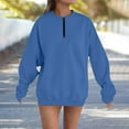 thumbnail image 2 of Htigea Womens 1/4 Zip Up Sweatshirts Oversized Crewneck Pullover Fleece Tops Soft Cozy Everyday Sweatshirt Light Blue XXL, 2 of 4