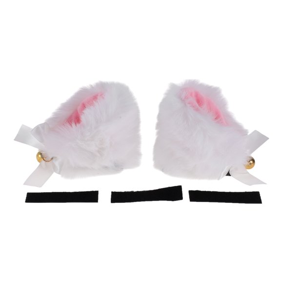 Motorcycle Helmet Accessories Decoration Furry Ears with Bells for Motorcycle Bicycle Skiing Helmets White Pink Plush Sticker 1 Set
