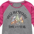 thumbnail image 3 of Disney Winnie The Pooh - Christmas Most Wonderful Time of the Year - Toddler & Youth Girls Raglan T-Shirt, 3 of 5