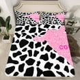 thumbnail image 2 of Feelyou Fashion Cow Print Full Size Sheets for Teens, Pink Glitter Cow Bed Sheets, Chic Art Polkadots Sheet Sets, Ultra Soft Bedroom Decor, 4pcs, 2 of 7