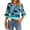 Dark Blue, variant on WTOBBY Women's Hawaiian Print Vacation Shirt V-Neck 3/4 Sleeve Puffy Sleeve Top Beachwear Tunic with Tropical Floral Pattern,Army Green L