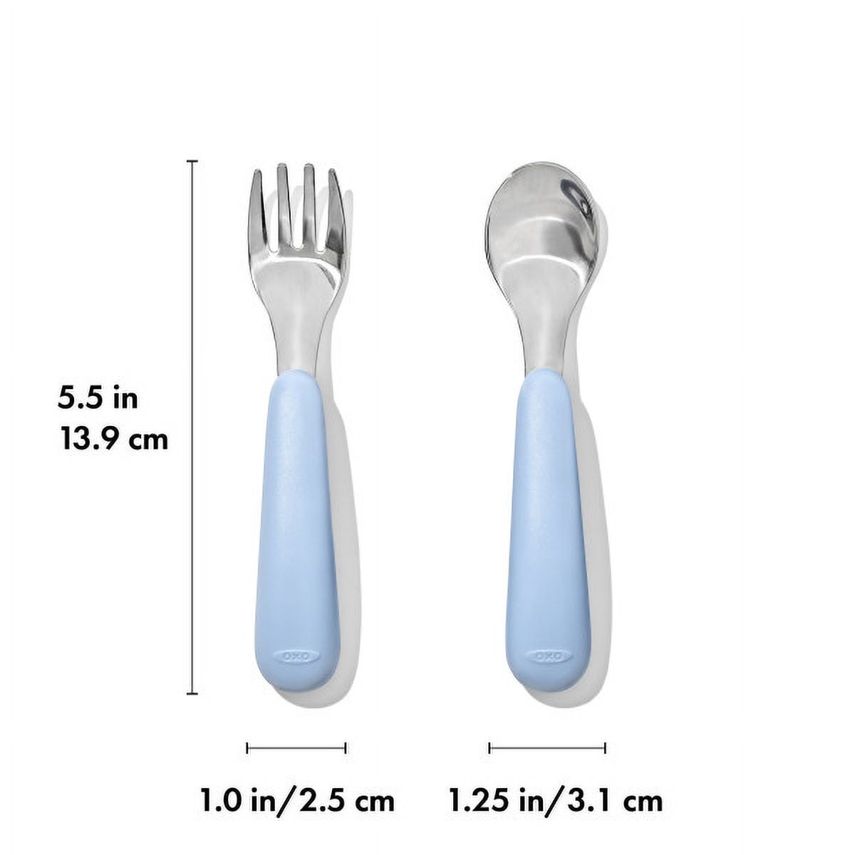OXO Tot Toddler Stainless Steel Fork And Spoon 2 Piece Set for 12+ Months, Dusk