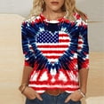 thumbnail image 2 of Miqool 4th of July Patriotic Shirts for Women, Casual Loose Crew Neck 3/4 Sleeve Tunic Tops Independence Day T-Shirts, 2 of 5