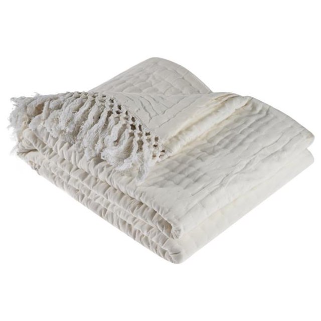 LR Resources THROW05291NAT4250 Couverture Solide en Ivoire avec Franges - Rectangle