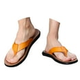 thumbnail image 3 of Mostsola Flip Flops for Men Leather Flats Arch Support Beach Shoes Soft Sole Slip on Shoes, 3 of 8