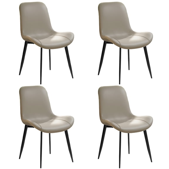 Guyii Set of 4 Dining Chairs, Modern Grey Dining Chairs with PU Upholstered and Metal Legs for Kitchen, Dining Room, or Living Room