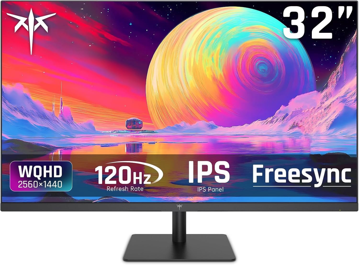 KTC 32 Inch 2K 120Hz Computer Monitor, IPS QHD 2560x1440 Monitor with Ultra-Thin Bezels, HDR10, Adaptive Sync, HDMI/Display Ports, Tilt Adjustable, Eyecare, Ideal for Office and Casual Gaming