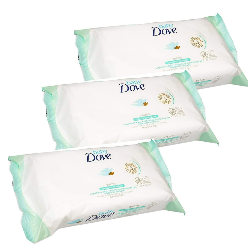 Dove Baby Wipes, Sensitive Moisture, 50 Wipes (Pack of 3)