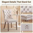 thumbnail image 4 of Paproos Dining Chairs Set of 2, Velvet Upholstered Dining Room Chairs with Button Tufted Back, Back Ring and Nailhead Trim, Modern Kitchen Chairs, Dinner Chairs with Solid Wood Legs, Beige, 4 of 13