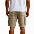 thumbnail image 3 of Nestiefly Men's Cargo Shorts - Cotton Elastic Waistb Drawstring Big & Tall Relaxed Fit Workout Athletic SweatShorts with Pockets Khaki XL, 3 of 3