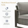 thumbnail image 5 of Gymojoy Patio Outdoor Gray Wicker Rattan 3-Seat Sofa, Patio Seactional Couch with Cushions for Yard Porch Pool, 5 of 8