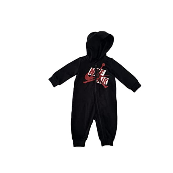 Jordan Baby Boys Nike Air Jumpman Full Zip Hooded Coverall (Black(55A795-023)/Red, 6 Months)