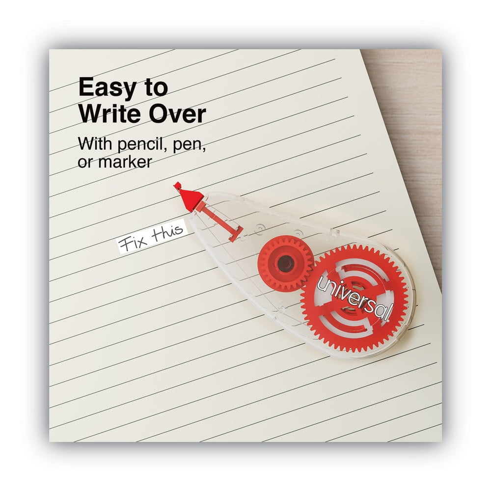 Universal Correction Tape Dispenser, Non-Refillable, 1/5" x 315", 10/Pack -UNV75616