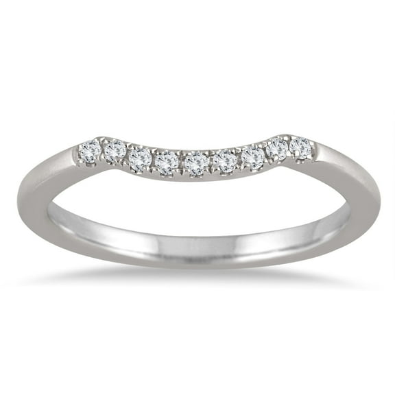 SZUL Women's 1/10 Carat TW Curved Diamond Wedding Band in 14K White Gold (I-J Color, I1-I2 Clarity)