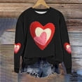 thumbnail image 4 of Craaazy Valentine Shirts for Women Round Neck Love Heart Graphic Loose Long Sleeved Top Gifts, 4 of 5