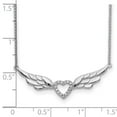thumbnail image 2 of 925 Sterling Silver Rhodium Plated Cubic Zirconia Love Heart With Angel Wings W/1inch Ext Necklace 16 Inch 35.65mm Wide, 2 of 2