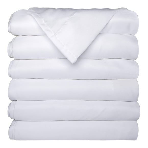 Sábana plana ZPECC blanca, tamaño doble, paquete de 6 unidades, microfibra cepillada