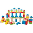 thumbnail image 5 of Hape: Build Up & Away Blocks - 100 pcs - Assorted Wooden Set, 4 Different Colors In Various Shapes, Classic Building Pieces, Toddler & Kids Ages 1+, 5 of 9